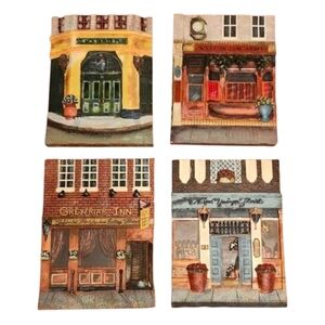 Set Of 4 London Storefront Wall Plaques